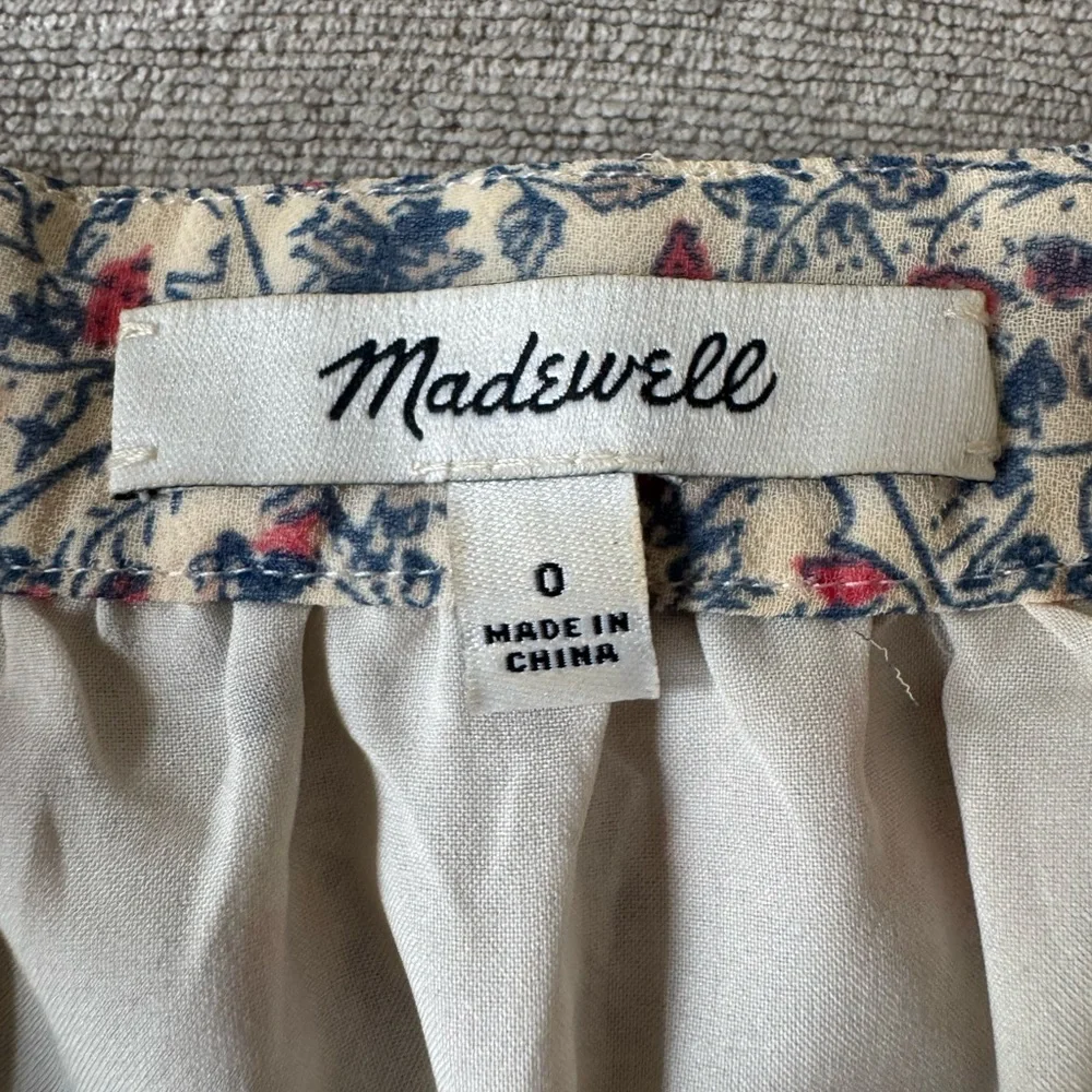 Madewell Floral Ruffle Wrap Skirt Size 0 Blue Red Mini Boho Cottagecore